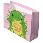 Dragon Baby shower Roze Groot Cadeauzakje (Voorkant Gekanteld)