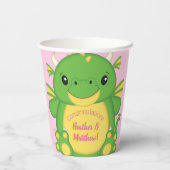 Dragon Baby shower Roze Papieren Bekers (Achterkant)