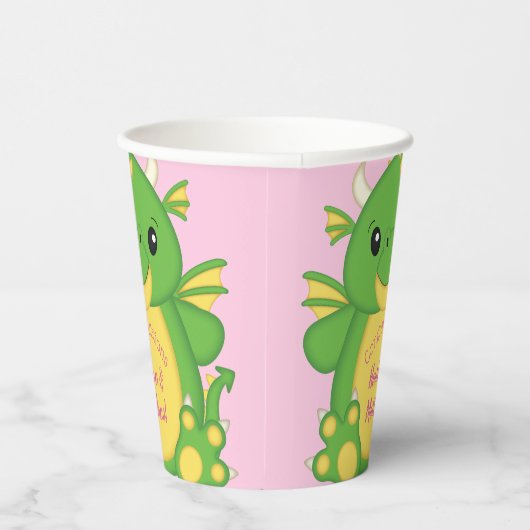 Dragon Baby shower Roze Papieren Bekers