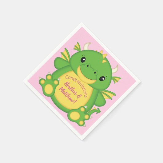 Dragon Baby shower Roze Servet (Hoek)