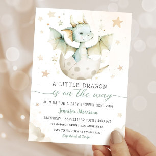 Dragon Baby shower Schattige Boho Green Waterverf Kaart