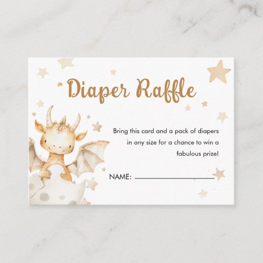 Dragon Baby shower Schattige Boho Luier Raffle Informatiekaartje (Voorkant)