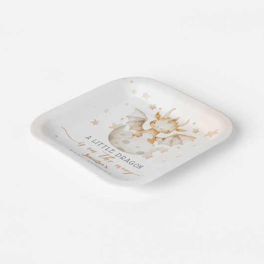 Dragon Baby shower Schattige Boho Papieren Bordje (Gebogen)