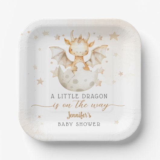 Dragon Baby shower Schattige Boho Papieren Bordje (Voorkant)