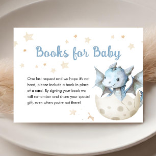 Dragon Baby shower Schattige Boy Blue Boeken voor  Informatiekaartje
