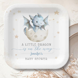 Dragon Baby shower Schattige Boy Blue Dragon Papieren Bordje