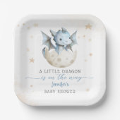 Dragon Baby shower Schattige Boy Blue Dragon Papieren Bordje (Voorkant)