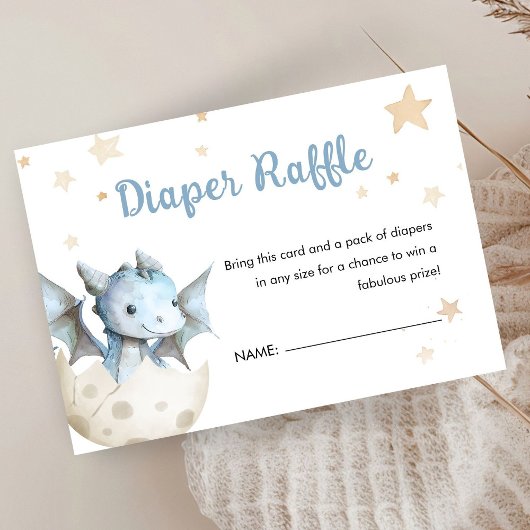Dragon Baby shower Schattige Boy Blue Luier Raffle Informatiekaartje
