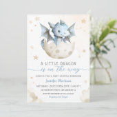 Dragon Baby shower Schattige Boy Blue WatercoIor Kaart (Staand voorkant)