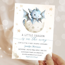 Dragon Baby shower Schattige Boy Blue WatercoIor Kaart