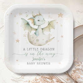 Dragon Baby shower Schattige Boy Green Dragon Papieren Bordje