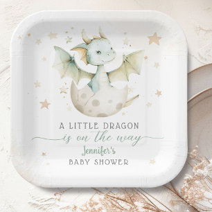 Dragon Baby shower Schattige Boy Green Dragon Papieren Bordje