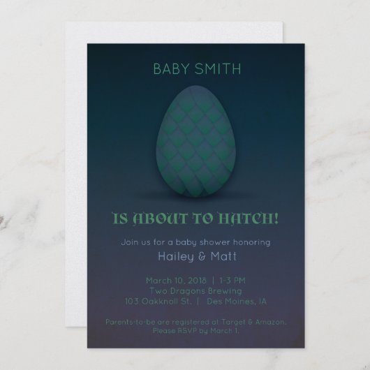 Dragon Baby shower Uitnodigen Kaart (Voorkant / Achterkant)