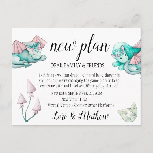 Dragon Baby shower Verandering van evenementenaank Briefkaart (Voorkant)