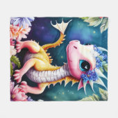 Dragon Baby Space Flowers Portret Fleece Deken (Voorkant (Horizontaal))