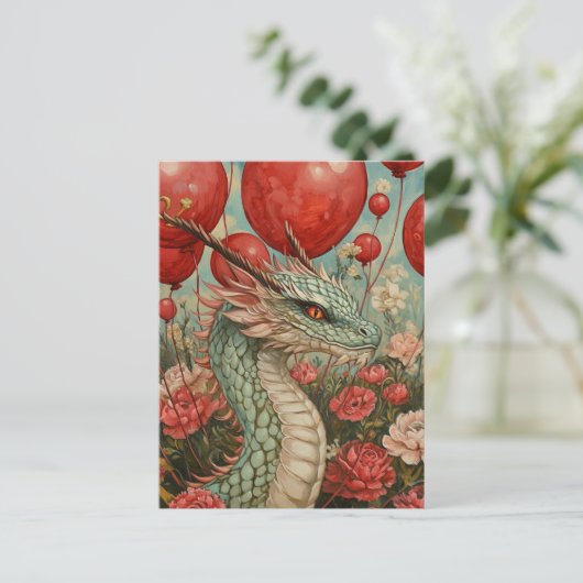 Dragon Balloon Valentijnsdag Briefkaart (Staand voorkant)