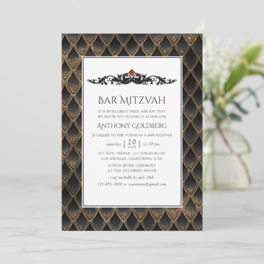 Dragon: Bar Mitzvah Kaart (Staand voorkant)