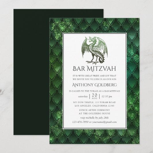 Dragon: Bar Mitzvah Kaart (Voorkant / Achterkant)
