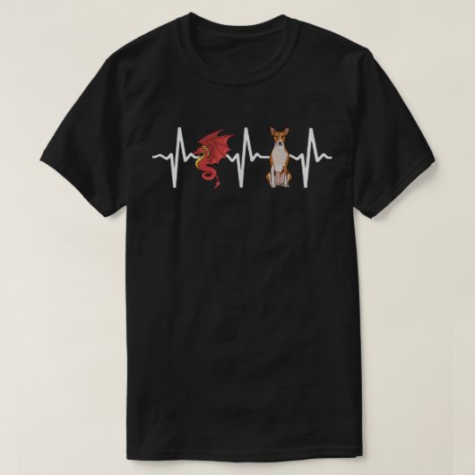 Dragon Basenji Heartbeat Hondenliefhebber T-shirt (Design voorkant)