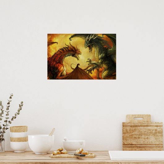 Dragon Battle, groot Poster (Keuken)