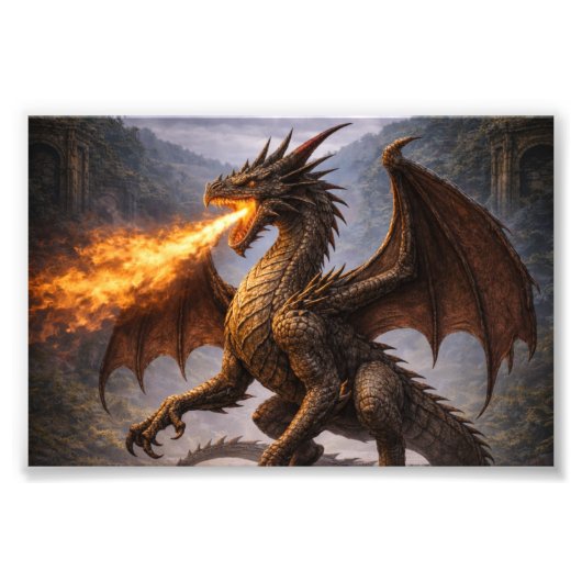 Dragon Battle Home & Gaming Room Decor Foto Afdruk (Voorkant)