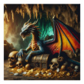 Dragon bewaakt zijn Treasures Fantasy Poster Art (Voorkant)