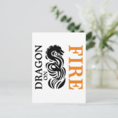 Dragon bij vuur briefkaart (Staand voorkant)