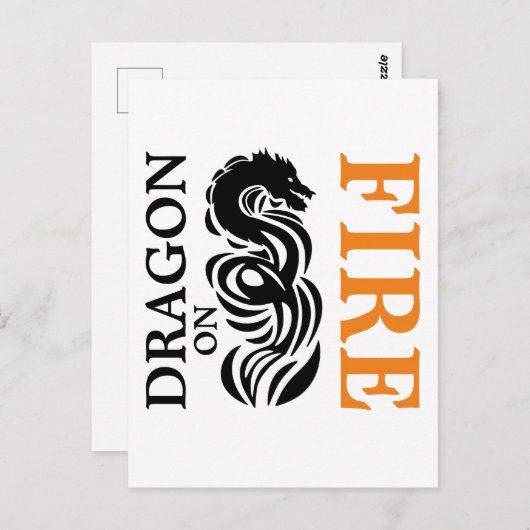 Dragon bij vuur briefkaart (Voorkant / Achterkant)