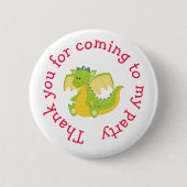 Dragon Birthday "Bedankt voor je komst" Ronde Button 5,7 Cm (Voorkant)