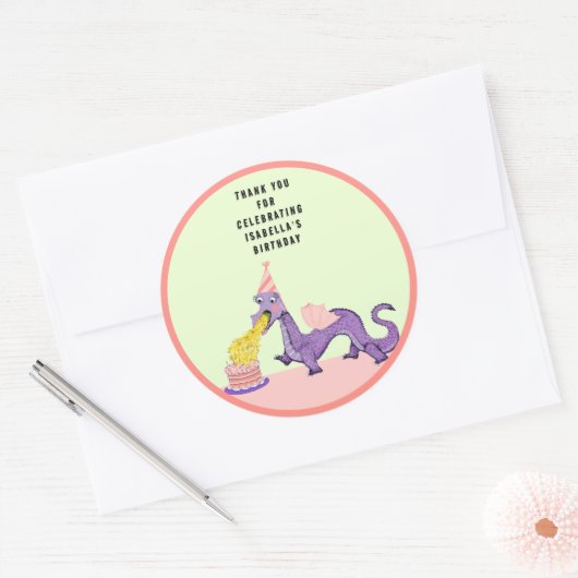 Dragon Birthday Classic Round Sticker (Envelop)