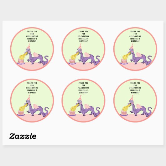 Dragon Birthday Classic Round Sticker (Vel)