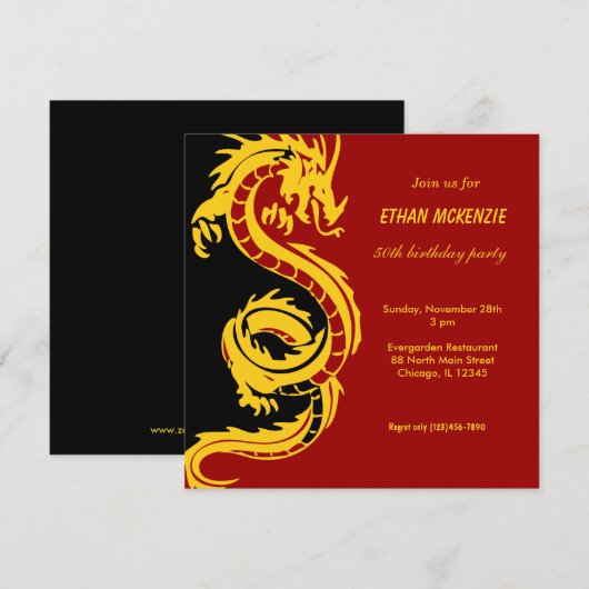 Dragon Birthday Kaart (Voorkant / Achterkant)