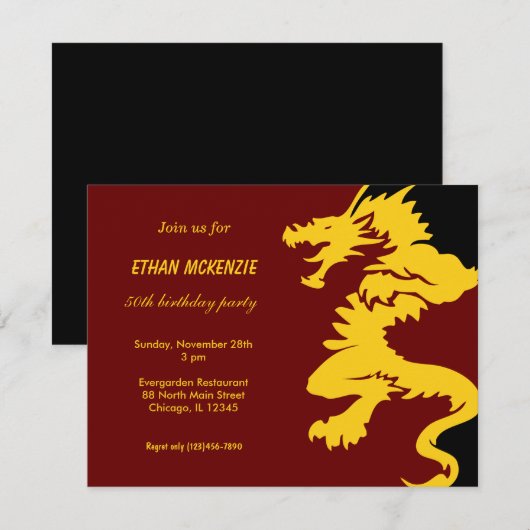 Dragon Birthday Kaart (Voorkant / Achterkant)