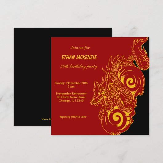 Dragon Birthday Kaart (Voorkant / Achterkant)