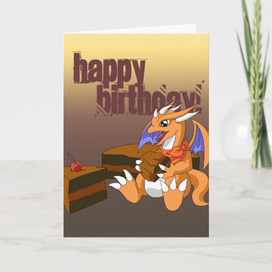 Dragon Birthday met Chocolate Cake Wenskaart Kaart (Voorkant)