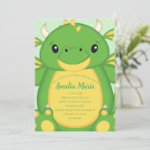 Dragon Birthday Party Green Kaart (Staand voorkant)