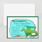 Dragon Birthday Party Invitation Kaart (Voorkant / Achterkant)