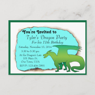 Dragon Birthday Party Invitation Kaart