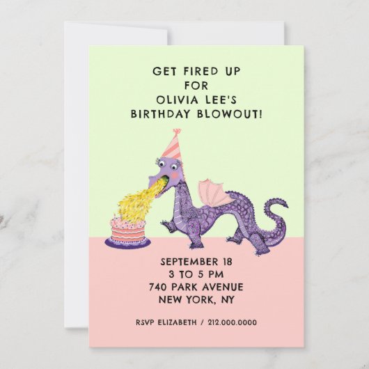 Dragon Birthday Party Kaart (Voorkant)