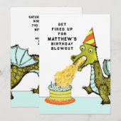 Dragon Birthday Party Kaart (Voorkant / Achterkant)