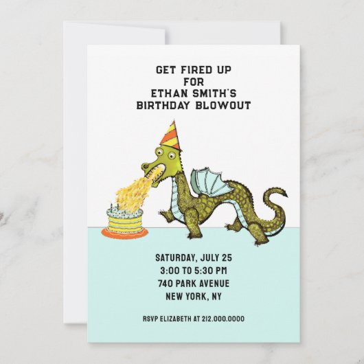 Dragon Birthday Party Kaart (Voorkant)