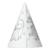 Dragon Birthday Party - Kleur uw eigen partijtje P Feesthoedjes (Achterkant)