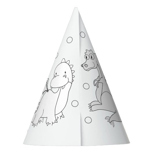 Dragon Birthday Party - Kleur uw eigen partijtje P Feesthoedjes (Achterkant)