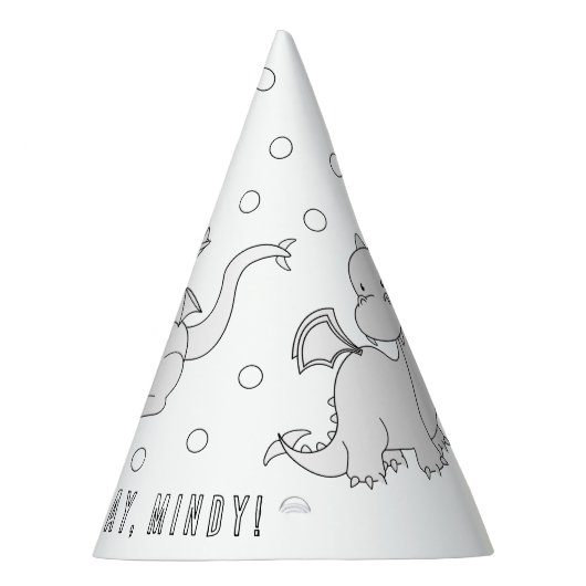 Dragon Birthday Party - Kleur uw eigen partijtje P Feesthoedjes (Rechts)