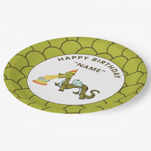 Dragon Birthday Party Papieren Bordje (Gekanteld)