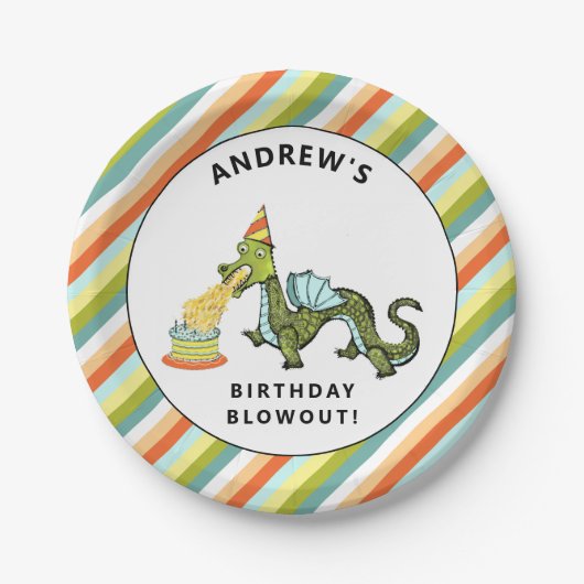 Dragon Birthday Party Papieren Bordje (Voorkant)