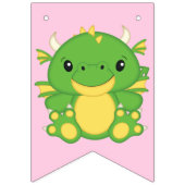 Dragon Birthday Party roze Vlaggetjes (Eerste vlag)