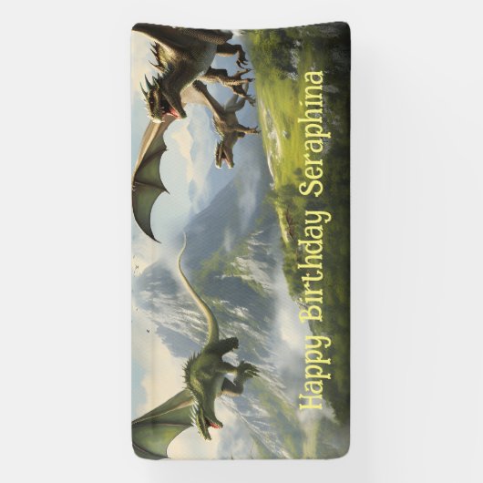 Dragon Birthday Party Spandoek (Verticaal)
