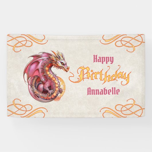 Dragon Birthday Party Spandoek (Horizontaal)