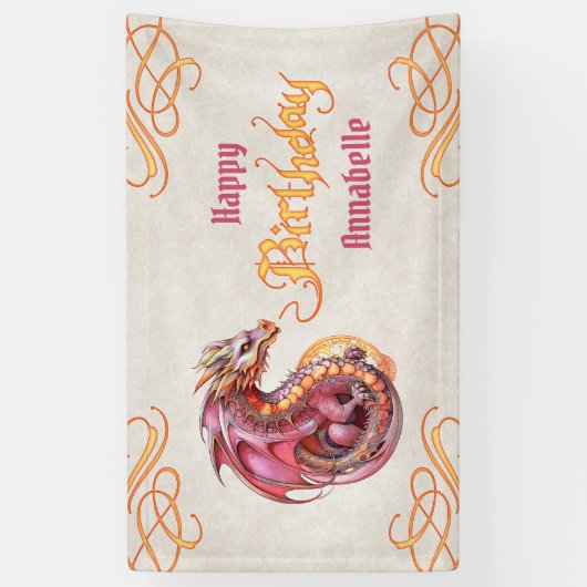 Dragon Birthday Party Spandoek (Verticaal)